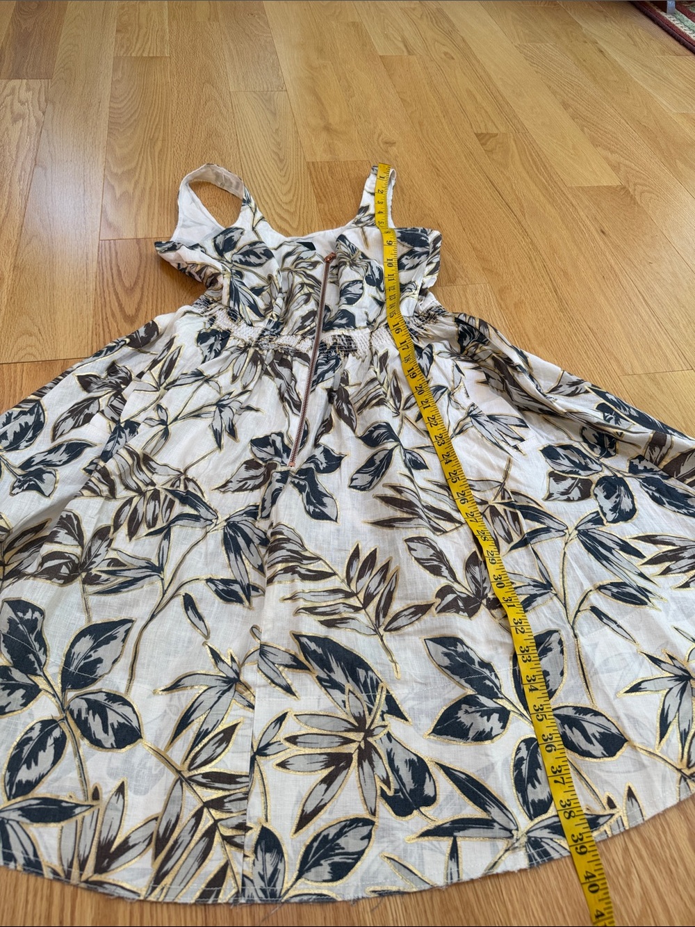 J.Crew SZ 8, front button gold leaf linen dress with pockets. - Picture 9 of 11